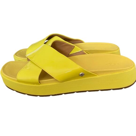 Ugg Emily Margarita Platform Patent Leather Yellow Slide Sandals size 9 - Picture 8 of 11